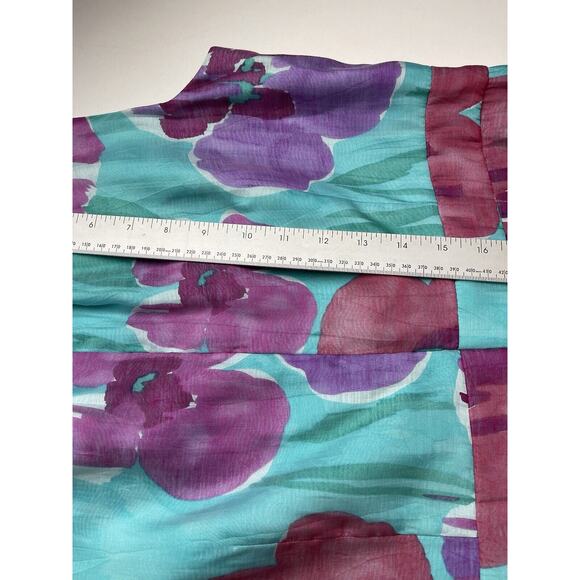 Adrianna Papell Teal and Purple Floral Midi Dress - Picture 10 of 11